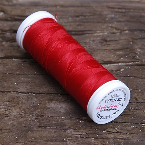 Threads for beading and soutache TYTAN 80, red, 180m