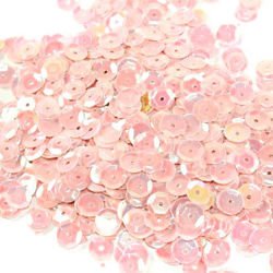 Sequins round 6mm, pearly iridescent, creamy pink