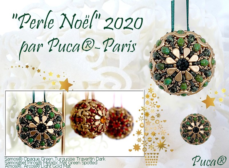 Perle de Noël Christmas ornament, free tutorial in English, pdf