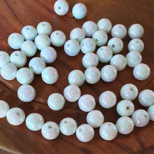 Artificial pearls, 10mm ball, Iris - White, 10 pcs.