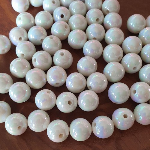 Artificial pearls, 12mm ball, Iris - White, 10 pcs.
