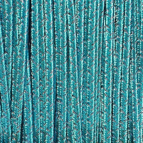 Greek braid 4mm mix silk + lurex - aquamarine with silver, 1m