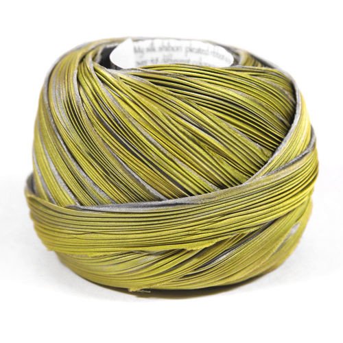 Shibori silk ribbon - Pewter and Gold [10cm]