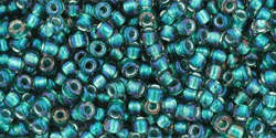 TOHO Round 11/0: TR-11-270 Inside-Color Crystal/Metallic Teal-Lined, 10g
