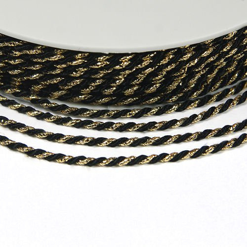 Twisted cord 2 mm, black and gold Cords \ twisted \ 2 mm Soutache
