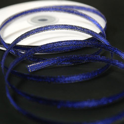 Brocade ribbon, narrow 0.6 cm, royal blue with a gold border