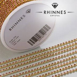 Rhinestone cupchain 2mm Golden Rose in gold setting, 10cm