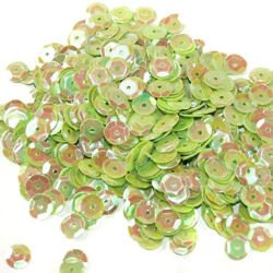 Sequins round 6mm, pearly iridescent, bright green