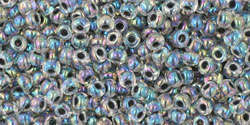 TOHO Round 11/0: TR-11-783 Inside-Color Rainbow Crystal/Opaque Gray-Lined, 10g