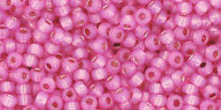 TOHO Round 11/0: TR-11-PF2107 PermaFinish - Silver-Lined Milky Electric Pink, 10g