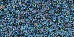 TOHO Round 15/0: TR-15-188 Inside-Color Luster Crystal/Capri Blue-Lined, 5g