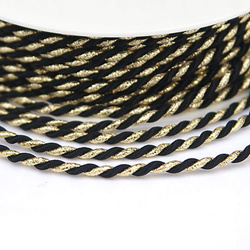 Twisted cord 3.5 mm, black and gold