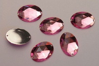 Acrylic crystals, oval 18x25 mm, pink / 1 pc.