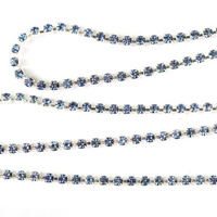 Rhinestone cupchain with Preciosa crystals  ss 8,5 (~2,5 mm) Light Sapphire / silver 10cm