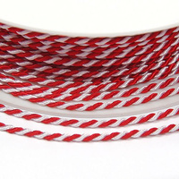 Satin twisted cord 2mm, white and red