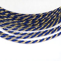 Twisted cord 3.5 mm, sapphire and gold