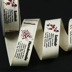 Cotton ribbon with printed pattern, 2.5 cm, Handmade