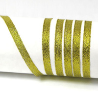 Brocade ribbon, narrow 0.6 cm, gold with a gold border