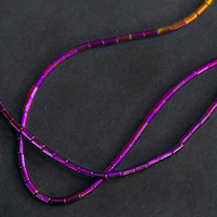 Plated hematite cylinder 4x2 mm, metallic fuchsia, 4 pcs.
