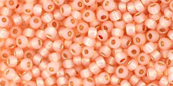 TOHO Round 11/0: TR-11-PF2111 PermaFinish - Silver-Lined Milky Peach, 10 g