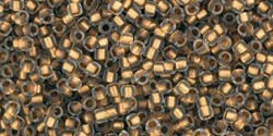TOHO Round 15/0: TR-15-989F Gold-Lined Frosted Crystal, 5g