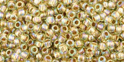 TOHO Round 11/0: TR-11-998 Gold-Lined Rainbow Lt Jonquil, 10g