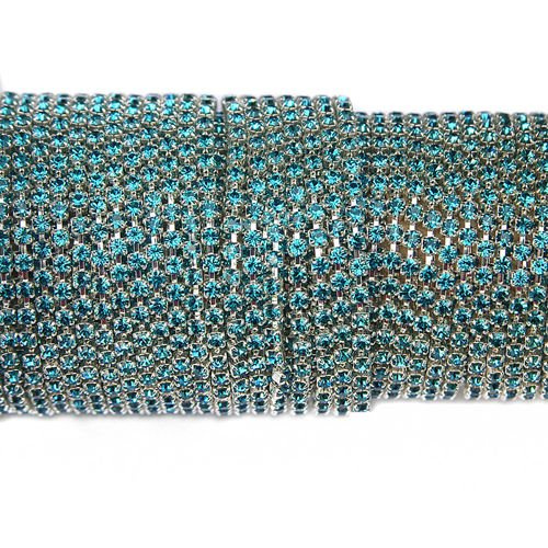 Rhinestone cupchain with Preciosa crystals  ss 8,5 (~2,5 mm) Indicolite / silver 10cm