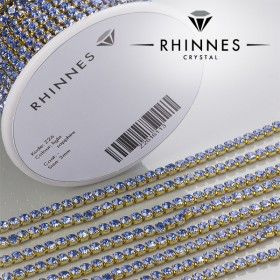 Rhinestone cupchain Light Sapphire in gold setting 3mm