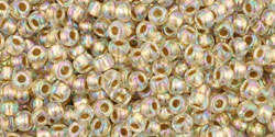 TOHO Round 11/0: TR-11-994 Gold-Lined Rainbow Crystal, 10g