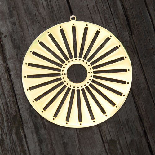 Steel base for beads, gold-plated, round 6.0cm, 1 piece