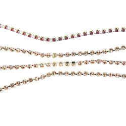 Rhinestone cupchain with Preciosa crystals  ss 8,5 (~2,5 mm) Gold Quartz / silver 10cm