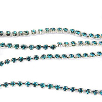 Rhinestone cupchain with Preciosa crystals  ss 8,5 (~2,5 mm) Indicolite / silver 10cm