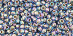 TOHO Round 11/0: TR-11-997 Gold-Lined Rainbow Lt Sapphire, 10g
