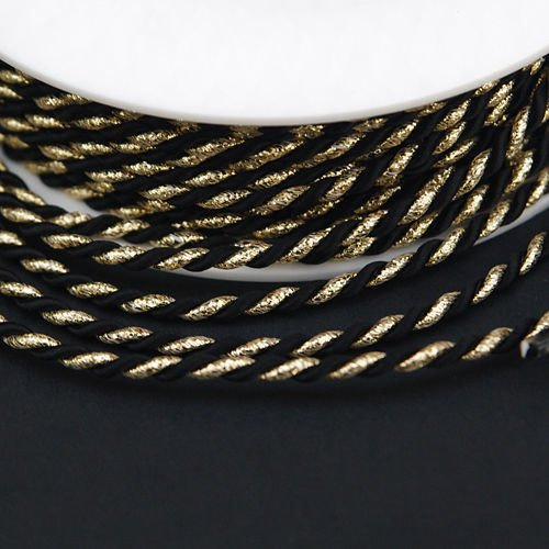 Twisted cord 3.5 mm, black and gold