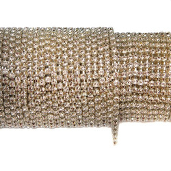 Rhinestone cupchain with Preciosa crystals  ss 8,5 (~2,5 mm) Gold Quartz / silver 10cm