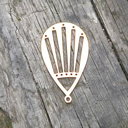 Steel base for beads, gold-plated, drop 2.15x3.4cm, 1 piece
