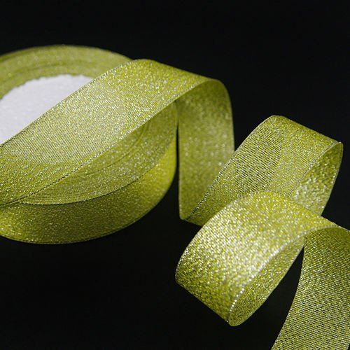 Brocade ribbon 2.5cm, yellow and silver