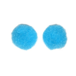 Pompoms, 15 mm, light blue, 2 pcs