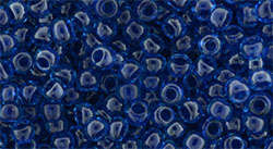 TOHO Round 8/0: TR-08-1074 Inside-Color Crystal/Deep Blue-Lined, 10g