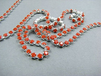 Rhinestone cupchain with Preciosa crystals ss 8,5 (~2,5 mm) Coral / silver 10cm