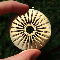 Steel base for beads, silver color, round 6.0cm, 1 piece