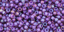 TOHO Round 11/0: TR-11-928 Inside-Color Rainbow Rosaline/Opaque Purple-Lined, 10g