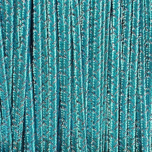 Sutasz grecki 4 mm mix jedwab+lurex - akwamaryna ze srebrnym, 1m