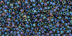 TOHO Round 15/0: TR-15-929 Inside-Color Rainbow Lt Yellow/Capri-Lined, 5 g