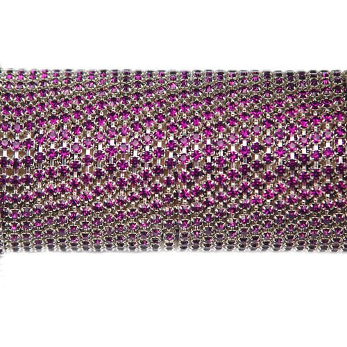 Taśma z kryształkami Preciosa ss 8,5 (~2,5 mm) Amethyst / silver 10cm