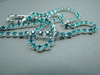 Rhinestone cupchain with Preciosa crystals ss 8,5 (~2.5mm) Blue Zircon, silver, 10cm