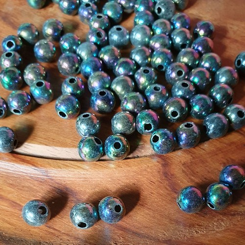 Artificial pearls, 6 mm ball, Iris - Gray, 20 pcs.