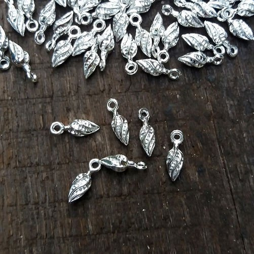 Silver pendant, twisted icicle 0.5x1.3cm, 6 pcs