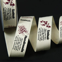 Cotton ribbon with printed pattern, 2.5 cm, Handmade