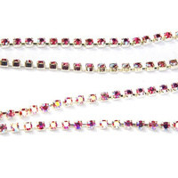 Rhinestone cupchain with Preciosa crystals  ss 8,5 (~2,5 mm) Rose AB / silver 10cm